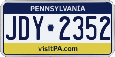 PA license plate JDY2352