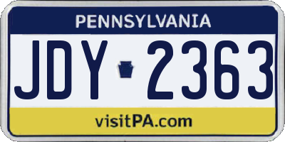 PA license plate JDY2363