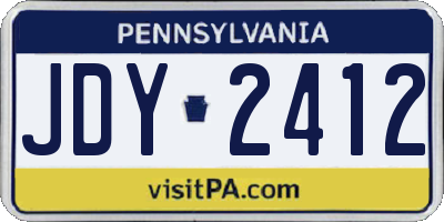 PA license plate JDY2412