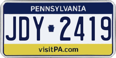 PA license plate JDY2419
