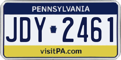 PA license plate JDY2461