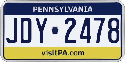 PA license plate JDY2478