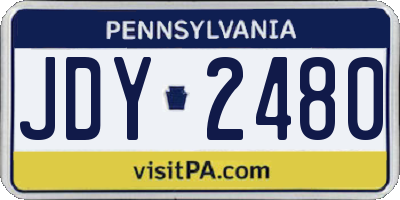 PA license plate JDY2480