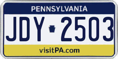 PA license plate JDY2503