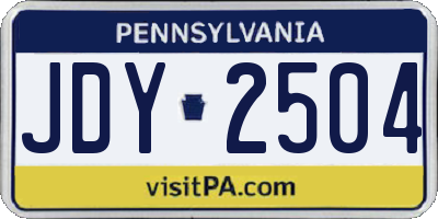 PA license plate JDY2504