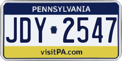 PA license plate JDY2547