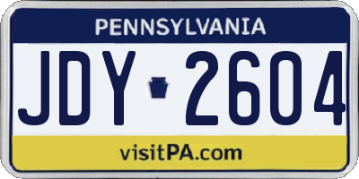 PA license plate JDY2604