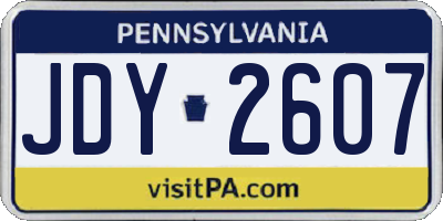 PA license plate JDY2607