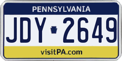 PA license plate JDY2649