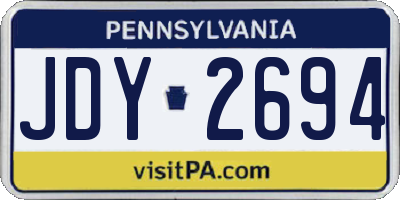 PA license plate JDY2694