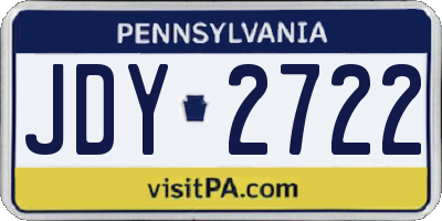 PA license plate JDY2722