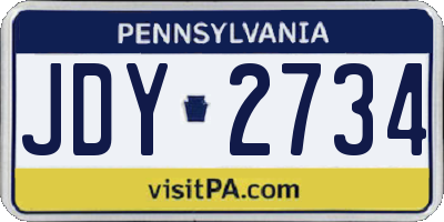 PA license plate JDY2734