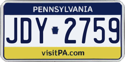 PA license plate JDY2759