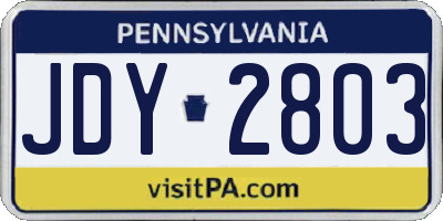 PA license plate JDY2803