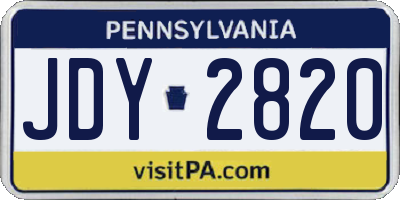 PA license plate JDY2820