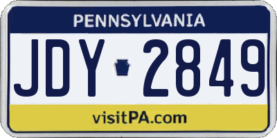 PA license plate JDY2849