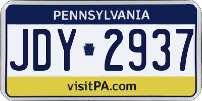 PA license plate JDY2937