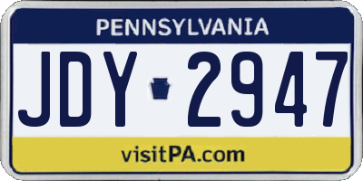 PA license plate JDY2947