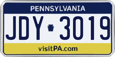 PA license plate JDY3019