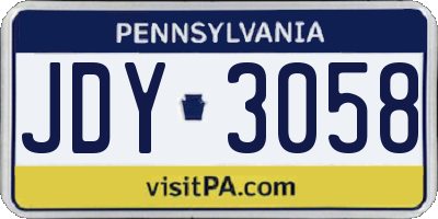 PA license plate JDY3058