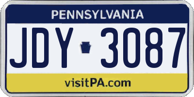PA license plate JDY3087