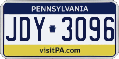 PA license plate JDY3096