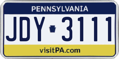 PA license plate JDY3111