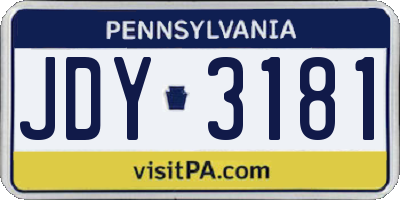 PA license plate JDY3181