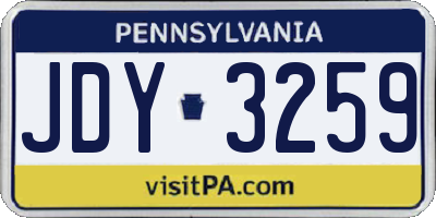 PA license plate JDY3259