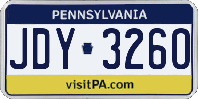 PA license plate JDY3260