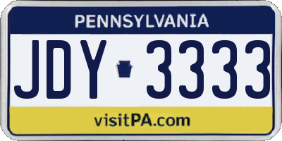 PA license plate JDY3333
