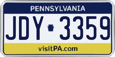 PA license plate JDY3359