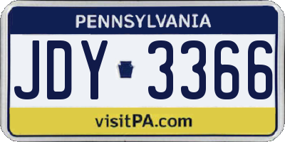 PA license plate JDY3366