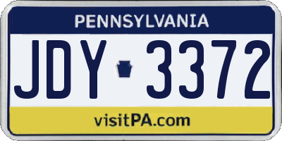 PA license plate JDY3372