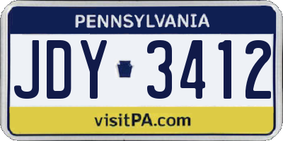 PA license plate JDY3412