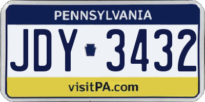 PA license plate JDY3432