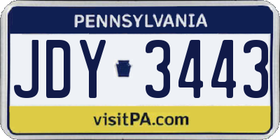 PA license plate JDY3443