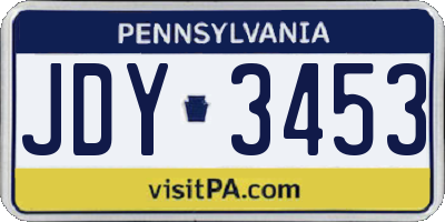 PA license plate JDY3453