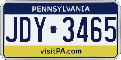 PA license plate JDY3465