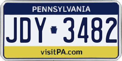 PA license plate JDY3482