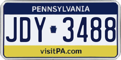 PA license plate JDY3488