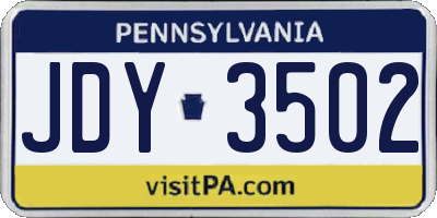 PA license plate JDY3502