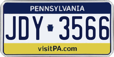 PA license plate JDY3566