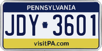 PA license plate JDY3601