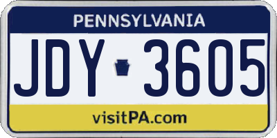 PA license plate JDY3605