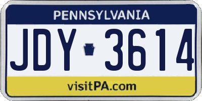 PA license plate JDY3614