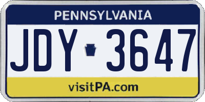 PA license plate JDY3647