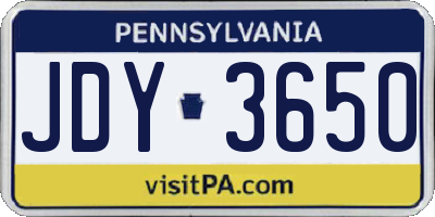 PA license plate JDY3650