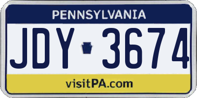 PA license plate JDY3674