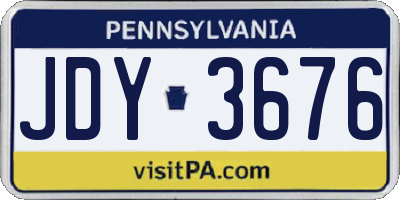 PA license plate JDY3676